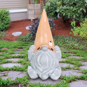 Solar Peach Hat Grey Garden Gnome Statuary, 10 Inch | Shop Garden Decor by Exhart