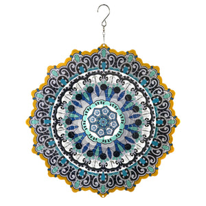 Laser Cut Mandala Hanging Wind Spinner with Bead Details, 12 Inch | Shop Garden Decor by Exhart