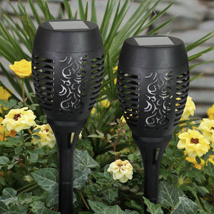 Solar Dancing Flame Torch Stake Set of 2, 4 by 21 Inches | Shop Garden Decor by Exhart