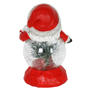 Hand Painted Christmas Santa Statue with LED Glass Center and Mistletoe on a Battery Powered Timer, 7.5  Inch | Exhart