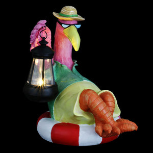 Flamingo Holding a Solar Lantern Garden Statue, 8 by 11 Inches | Shop Garden Decor by Exhart