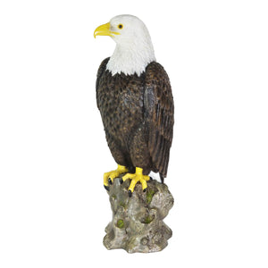 Bald Eagle on a Rock Statue, 8 by 21.5 Inches | Shop Garden Decor by Exhart