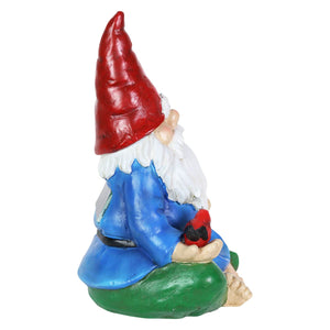 Solar Good Time Meditating Gnamaste Gnome in Lotus Position with Birds Garden Statuary,  8 by 10.5 Inch | Exhart