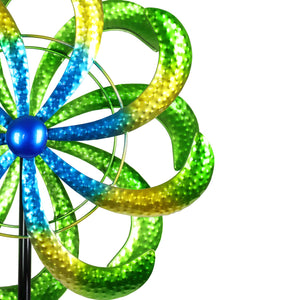 Colorful Double Kinetic Pinwheel Metal Garden Spinner Stake, 18 by 70 Inches | Shop Garden Decor by Exhart