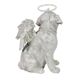 Solar Halo Dog with Angel Wings Memorial Statue, 10 Inch | Shop Garden Decor by Exhart