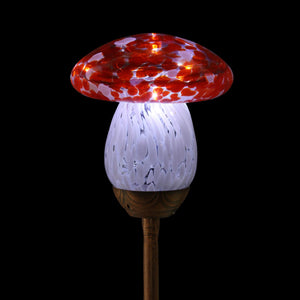 Solar Red Glass Mushroom Stake, 4.5 x 18 Inches | Shop Garden Decor by Exhart