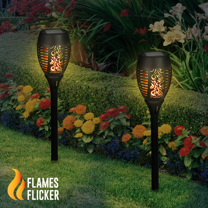 Solar Dancing Flame Torch Stake Set of 2, 4 by 21 Inches