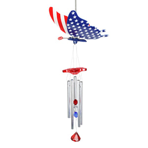 WindyWing Patriotic Butterfly Wind Chime, 8 by 18 Inches | Shop Garden Decor by Exhart