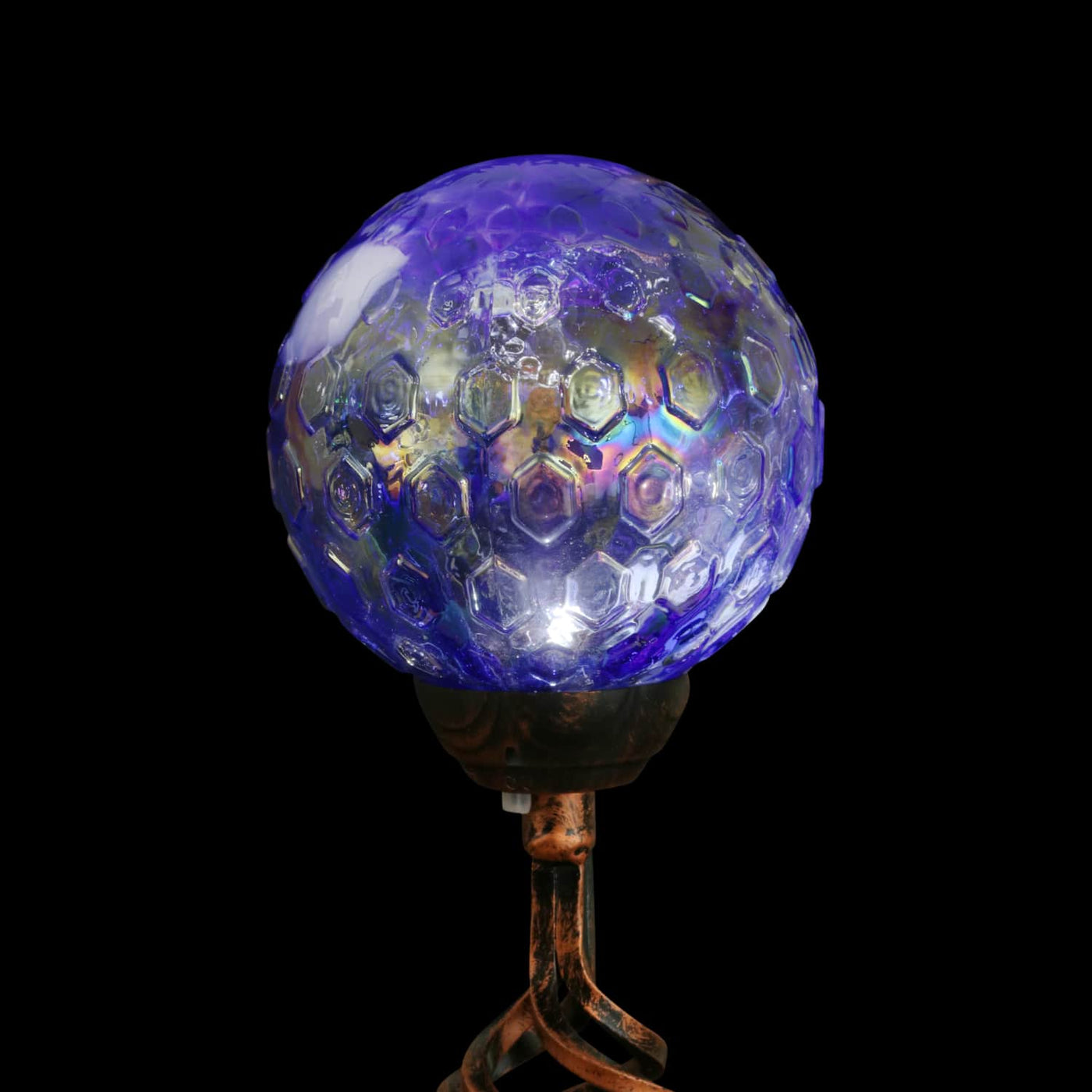 Glass Ball Finial Yard Stake-Solar LED Outdoor Lights-Glass Honeycomb Accent Lights, good Honeycomb Decoration