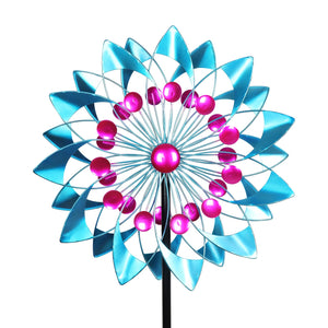 Teal and Pink Double Kinetic Metal Garden Spinner Stake, 18 by 70 Inches | Shop Garden Decor by Exhart