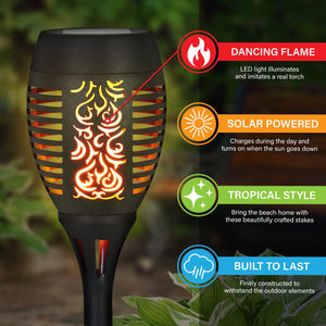 Solar Dancing Flame Torch Stake Set of 2, 4 by 21 Inches | Shop Garden Decor by Exhart