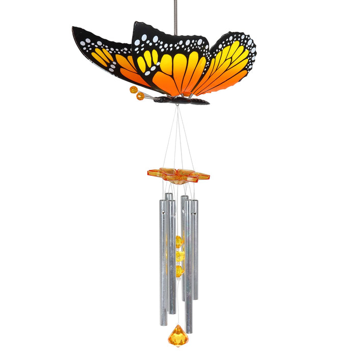 Large WindyWings Butterfly Wind Chime in Yellow, 11 by 24 Inches