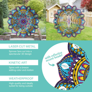 Laser Cut Mandala Hanging Starburst Wind Spinner with Bead Details, 12 Inch | Shop Garden Decor by Exhart