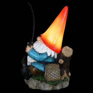 Good Time Solar Fishing Freddy Red Hat Gnome Statue, 12 Inch | Shop Garden Decor by Exhart