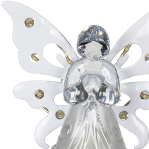 Solar Clear White Angel with Wings and Twelve LED lights on a Metal Garden Stake, 4 by 34 Inches | Shop Garden Decor by Exhart