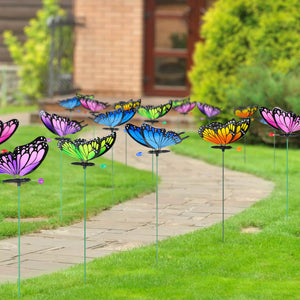 6 Piece 4" WindyWings Butterfly Plant Stake Assortment, 6 x 4.5 x 16 Inches | Shop Garden Decor by Exhart