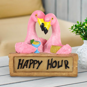 Solar Happy Hour Flamingos Sign, 10 Inch | Shop Garden Decor by Exhart