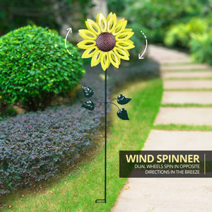 Kinetic Yellow Sunflower Metal Garden Stake, 12 x 4 x 47.5 Inches | Shop Garden Decor by Exhart