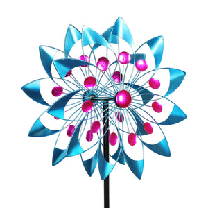 Teal and Pink Double Kinetic Metal Garden Spinner Stake, 18 by 70 Inches | Shop Garden Decor by Exhart