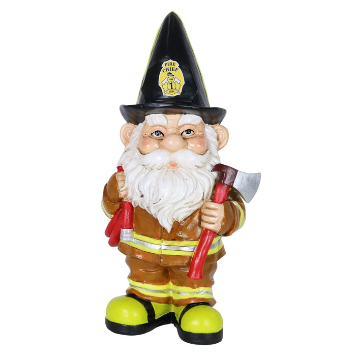 Fireman Fred Gnome Garden Statue, 13.5 Inches tall