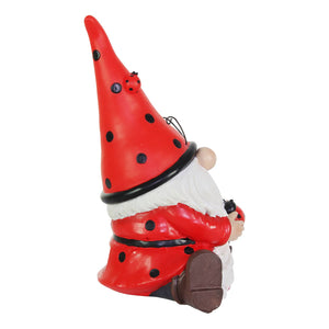 Solar Ladybug Hat Gnome Statue with Ladybug, 5.5 by 9.5 Inches | Shop Garden Decor by Exhart