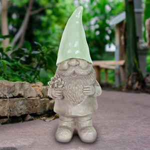 Solar Mint Happy Hat Gnome Statue, 11 Inch | Shop Garden Decor by Exhart
