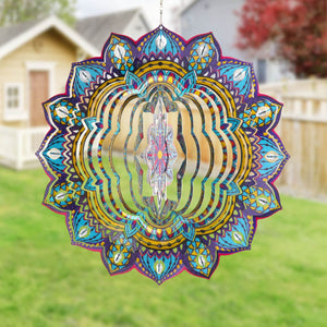 Laser Cut Mandala Hanging Starburst Wind Spinner with Bead Details, 12 Inch | Shop Garden Decor by Exhart
