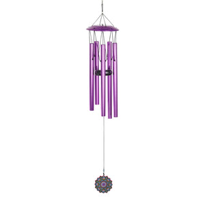 Art-In-Motion Laser Cut Metal Starburst Wind Chime Spinner with Beads and Turquoise Accents, 10 inch Spinner | Exhart