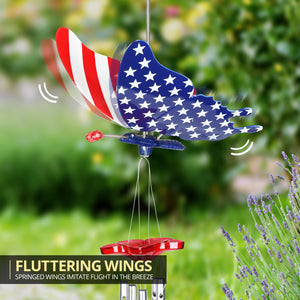 WindyWing Patriotic Butterfly Wind Chime, 8 by 18 Inches | Shop Garden Decor by Exhart