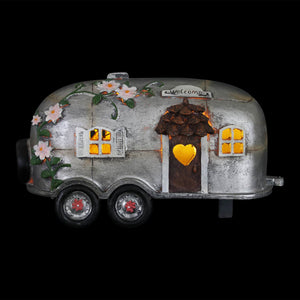 Solar Silver Camping Trailer Garden Statue, 6 Inch | Shop Garden Decor by Exhart