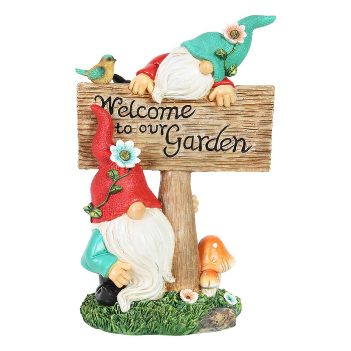 Two Can't See Hat Welcome Sign Garden Gnomes Statuary, 7.5 by 11 Inch