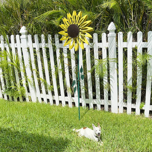 Giant Metal Kinetic Yellow Sunflower Dual Spinning Garden Stake, 24 by 84 Inches | Shop Garden Decor by Exhart