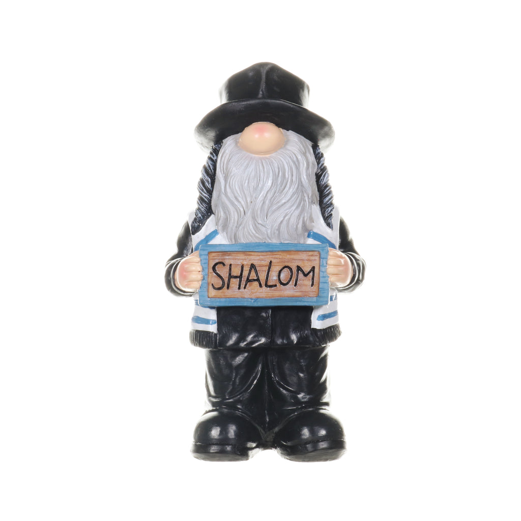 Orthodox Gnome Statue with Shalom Sign, 6 x 4.5 x 11 Inches