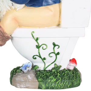 Good Time Toilet Timmy Garden Gnome Statue with LED lights on a Battery Operated Timer, 7.5 by 10.5 Inches | Exhart