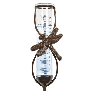 Bronze Dragonfly Rain Gauge Stake with Clear Glass Ball Detail, 32.5 Inches | Shop Garden Decor by Exhart