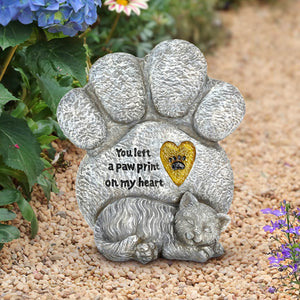 Solar Cat Paw Print Memorial Garden Stone Marker, 7.5 x 4.5 x 8 Inches | Shop Garden Decor by Exhart