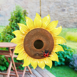 Sunflower Hanging Bird House, 8.5 by 5 Inches | Shop Garden Decor by Exhart