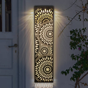 Solar Bronze Metal Filigree Wall Panel Art with Circle Pattern, 8 x 33 Inches | Shop Garden Decor by Exhart