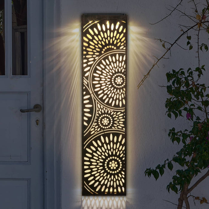 Solar Bronze Metal Filigree Wall Panel Art with Circle Pattern, 8 x 33 Inches