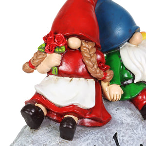 Gnome Couple on a Welcome Stone Garden Statue,7.5 by 8.5 Inches | Shop Garden Decor by Exhart