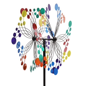 Giant Multicolor Kinetic Starry Night Metal Wind Spinner Garden Stake, 24 by 85 Inches | Shop Garden Decor by Exhart