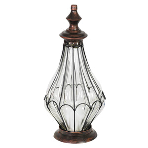 Clear Glass Pear Shape Lantern with LED Candle on a Timer, 14 Inch | Shop Garden Decor by Exhart