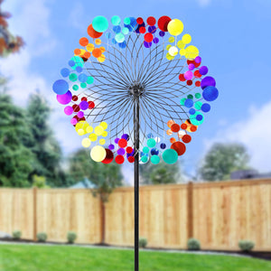 Giant Multicolor Kinetic Starry Night Metal Wind Spinner Garden Stake, 24 by 85 Inches | Shop Garden Decor by Exhart