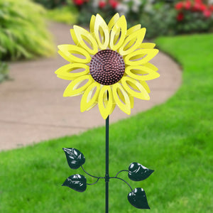 Kinetic Yellow Sunflower Metal Garden Stake, 12 x 4 x 47.5 Inches | Shop Garden Decor by Exhart