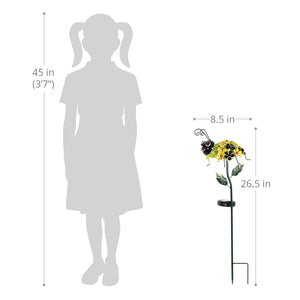 Solar Bumble Bee of Flowers with Twenty-One LED Lights Garden Stake, 8 by 26 Inches | Shop Garden Decor by Exhart
