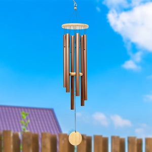 Exhart, Hand Tuned Bronze Metal Chime with Natural Wood Top and Charm,  41 Inch | Shop Garden Decor by Exhart