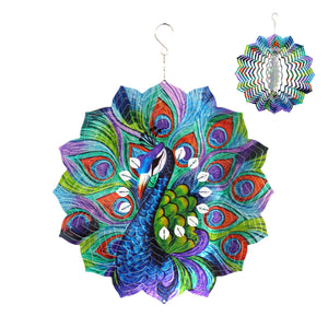 Laser Cut Peacock Hanging Wind Spinner with Bead Details, 12 Inch | Shop Garden Decor by Exhart