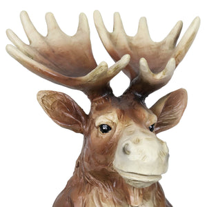 Solar Moose Garden Statue Holding a Glass Jar with Eight LED Firefly String Lights, 8.5 by 12.5 Inches | Exhart