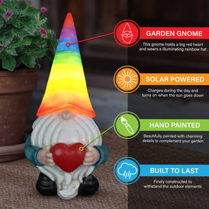 Solar Rainbow Hat Garden Gnome Statue, 6 by 12.5 Inches | Shop Garden Decor by Exhart