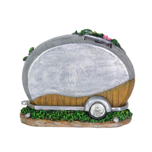 Solar Hand Painted Camping Trailer Statue with Lavender Awning, 5 by 6.5 Inches | Shop Garden Decor by Exhart